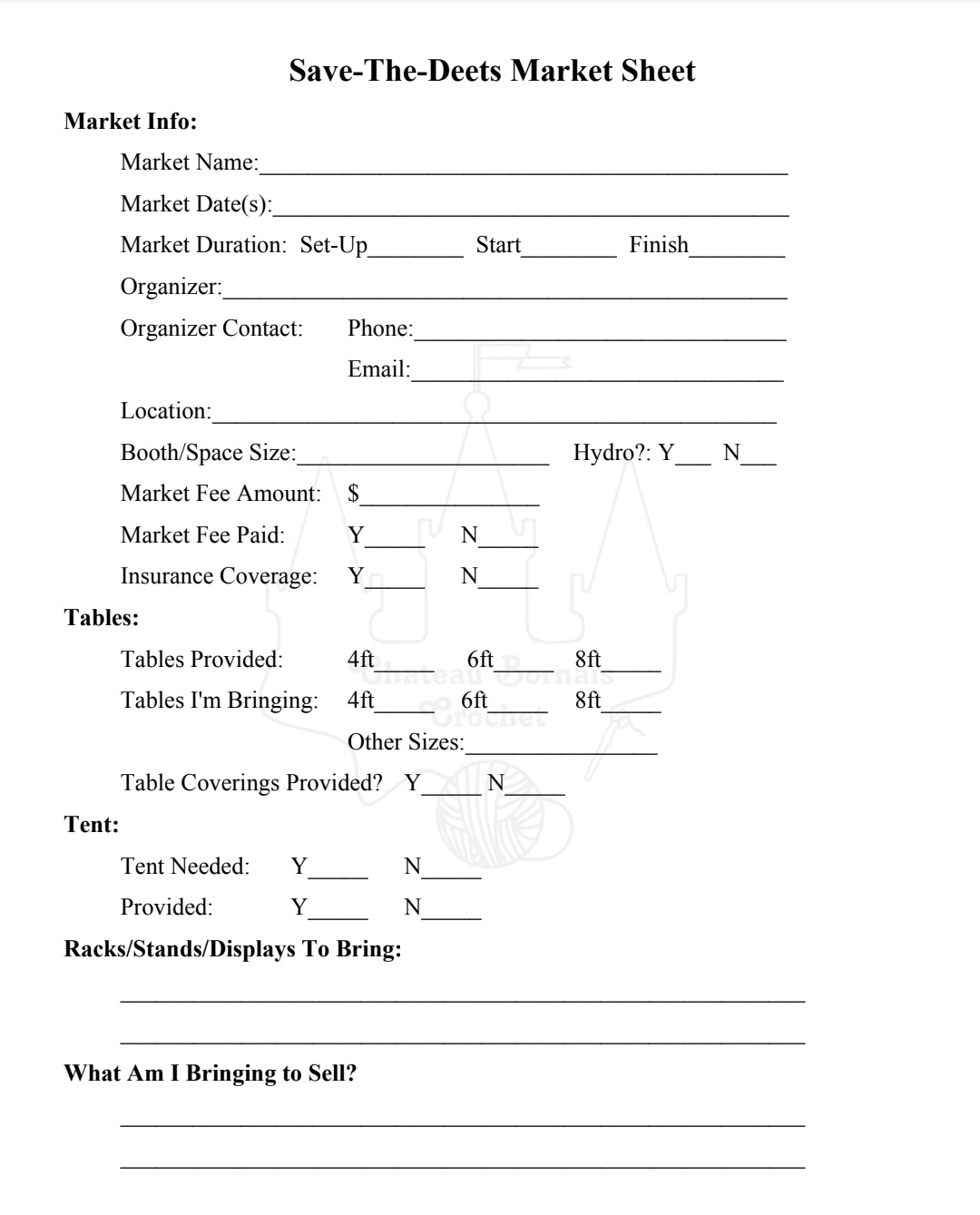 Save-The-Deets Market Sheet
