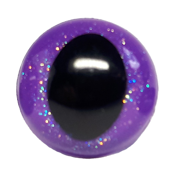 3D Safety Eyes With Purple Glitter Non-woven Slip and Washer 10