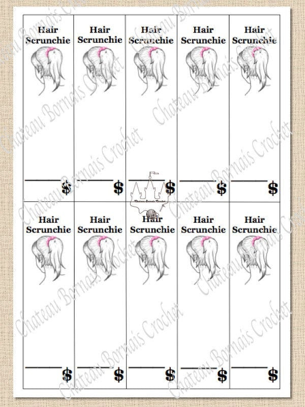Printable Hair Scrunchie Labels