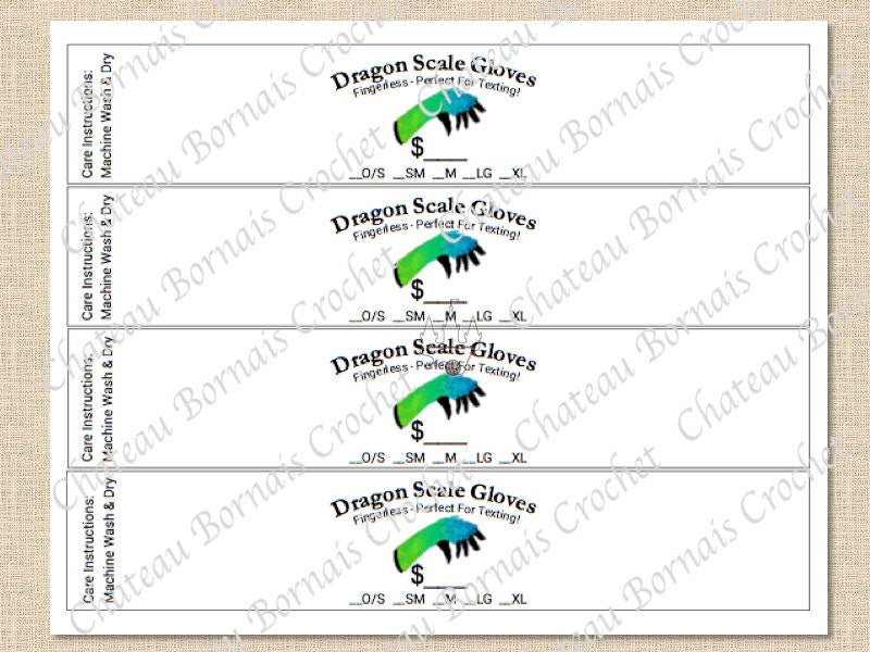 Printable Dragon Scale Glove Labels