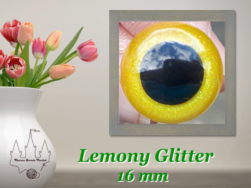 Lemony Glitter Safety Eyes (multiple size options)