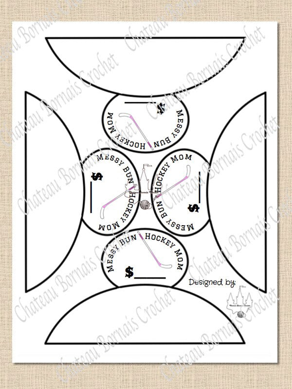 Printable "Hockey Mom"  Messy Bun Hat Labels