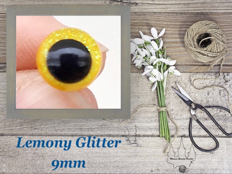 Lemony Glitter Safety Eyes (multiple size options)