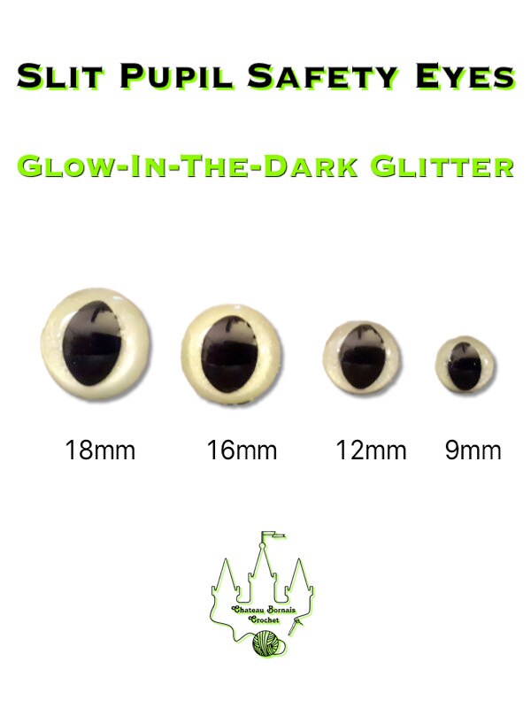 Slit Pupil Glow-In-The-Dark Glitter Safety Eyes (multiple size options)
