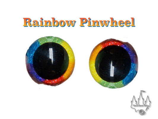 2 pairs - 12mm, 16mm, 18mm, 20mm Rainbow Pinwheel Safety Eyes Multiple Sizes